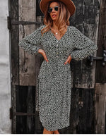 Robe Midi Fleurie Manches Longues - Vignette | Dame Fleur