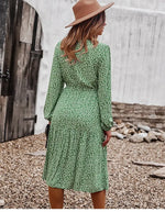 Robe Midi Fleurie Manches Longues - Vignette | Dame Fleur