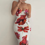 Robe Midi Fleurie Rouge - Vignette | Dame Fleur