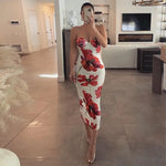 Robe Midi Fleurie Rouge - Vignette | Dame Fleur