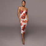 Robe Midi Fleurie Rouge - Vignette | Dame Fleur