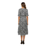 Robe Noir Fleur Blanche Mi-Longue - Vignette | Dame Fleur