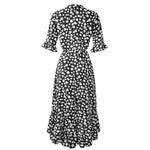 Robe Noir Fleur Blanche Mi-Longue - Vignette | Dame Fleur