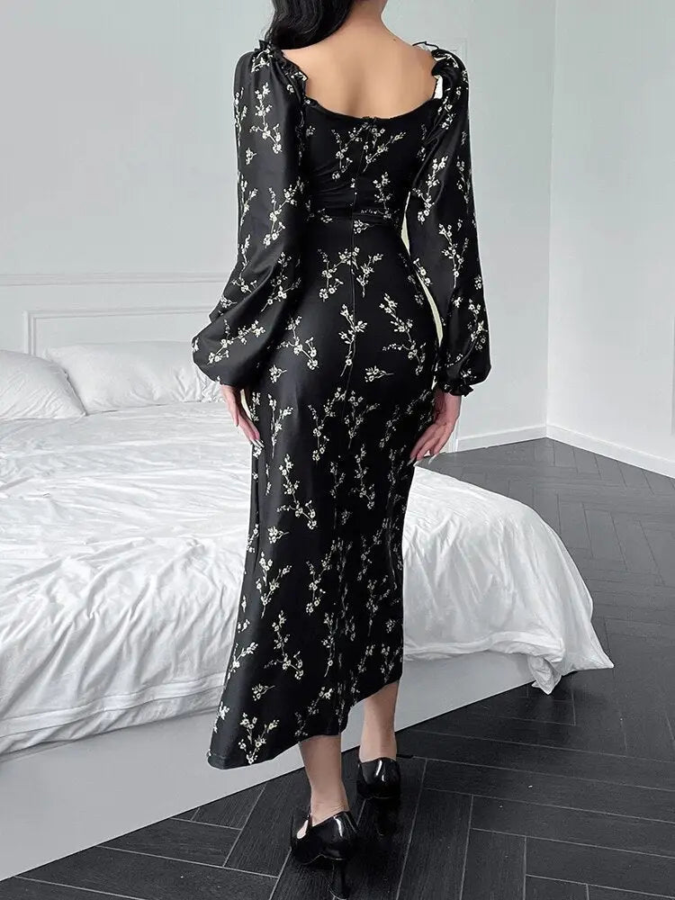 Robe Noire Fleurie | Dame Fleur