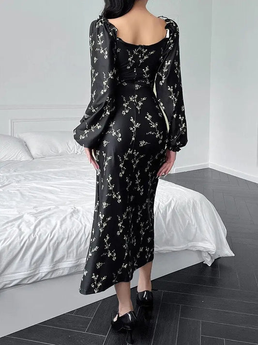 Robe Noire Fleurie | Dame Fleur