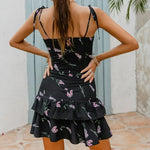 Robe Noire Fleurie Courte - Vignette | Dame Fleur