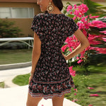 Robe Noire Fleurie Rouge - Vignette | Dame Fleur