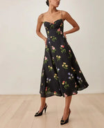 Robe Noire Motif Floral - Vignette | Dame Fleur