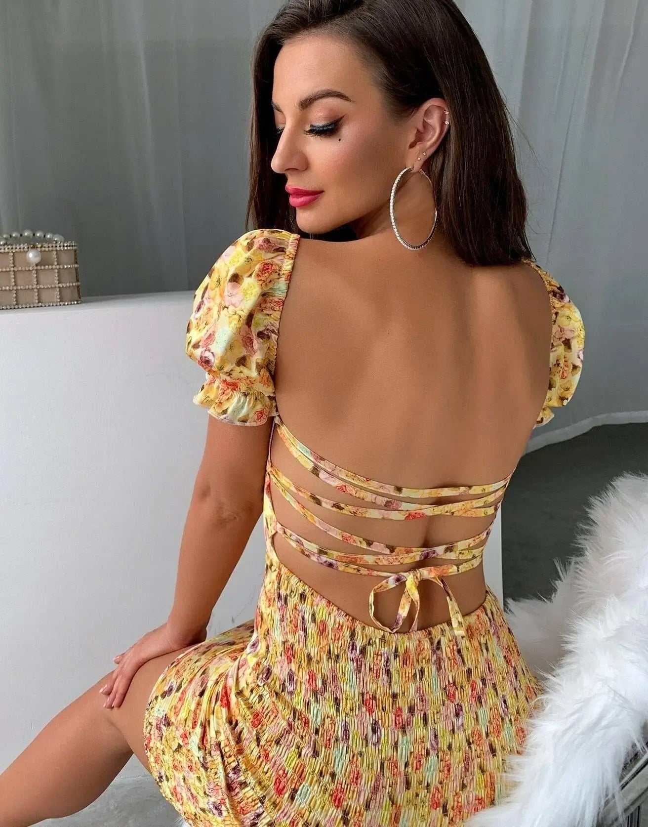 Robe Orange à Fleurs | Dame Fleur