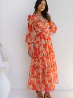 Robe Orange Fleurie - Vignette | Dame Fleur