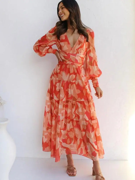 Robe Orange Fleurie | Dame Fleur