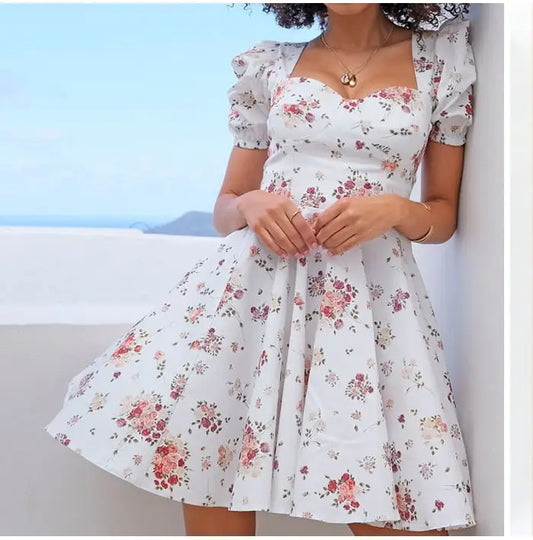 Robe Patineuse Courte Fleurie | Dame Fleur