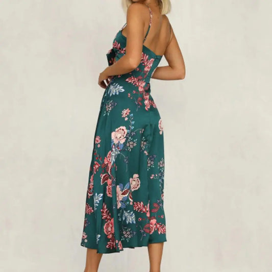Robe Patineuse Mi-Longue Fleurie | Dame Fleur