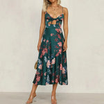 Robe Patineuse Mi-Longue Fleurie - Vignette | Dame Fleur