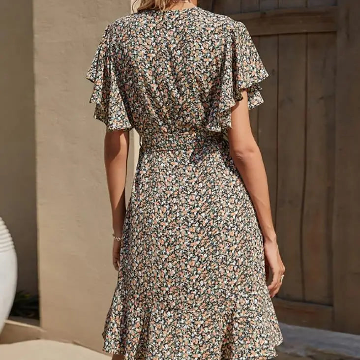 Robe Portefeuille Courte | Dame Fleur
