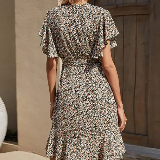 Robe Portefeuille Courte | Dame Fleur
