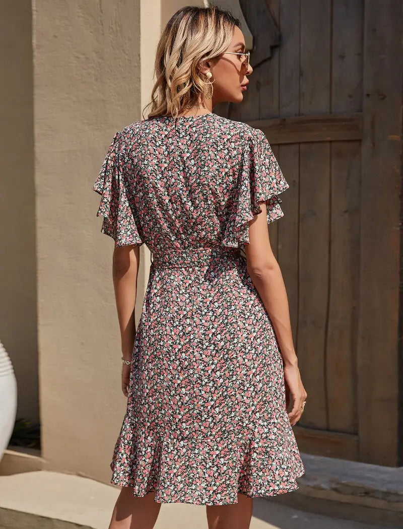 Robe Portefeuille Courte | Dame Fleur