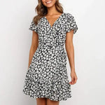 Robe Portefeuille Fleurie Courte - Vignette | Dame Fleur