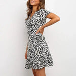Robe Portefeuille Fleurie Courte - Vignette | Dame Fleur