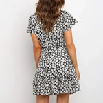 Robe Portefeuille Fleurie Courte - Vignette | Dame Fleur