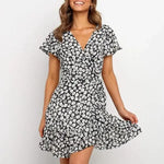 Robe Portefeuille Fleurie Courte - Vignette | Dame Fleur