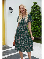 Robe Portefeuille Fleurie Mi-Longue - Vignette | Dame Fleur