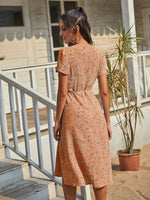 Robe Portefeuille Fleurie Mi-Longue - Vignette | Dame Fleur