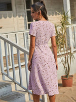 Robe Portefeuille Fleurie Mi-Longue - Vignette | Dame Fleur