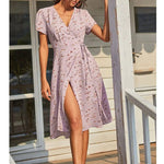 Robe Portefeuille Fleurie Mi-Longue - Vignette | Dame Fleur