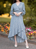 Robe Portefeuille Longue - Vignette | Dame Fleur