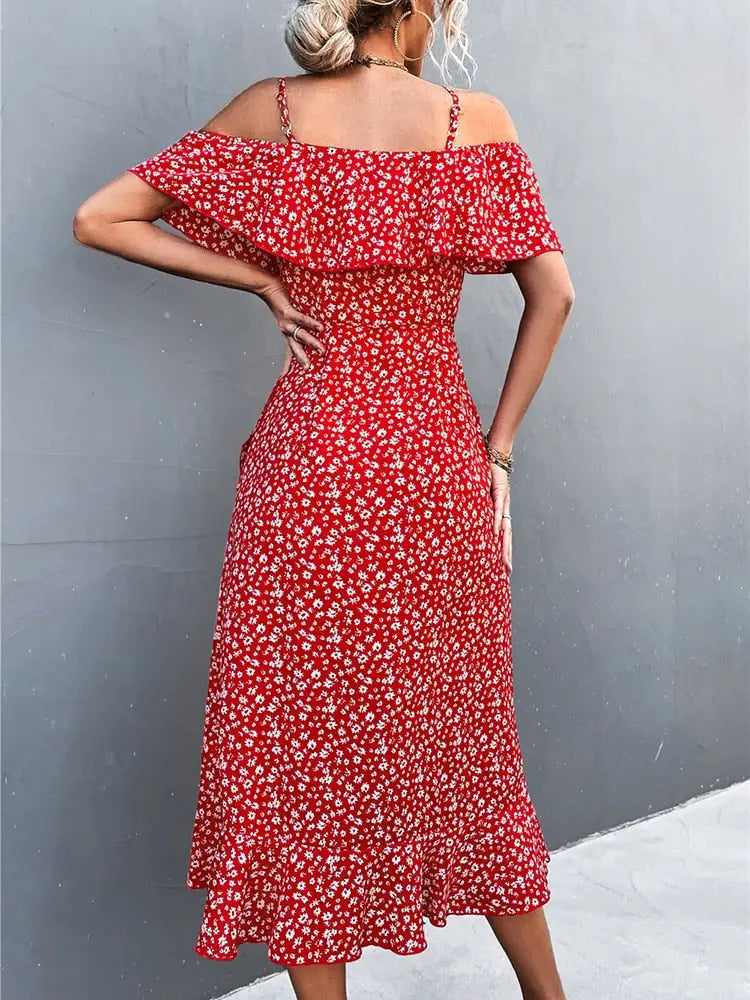 Robe Portefeuille Mi-Longue | Dame Fleur