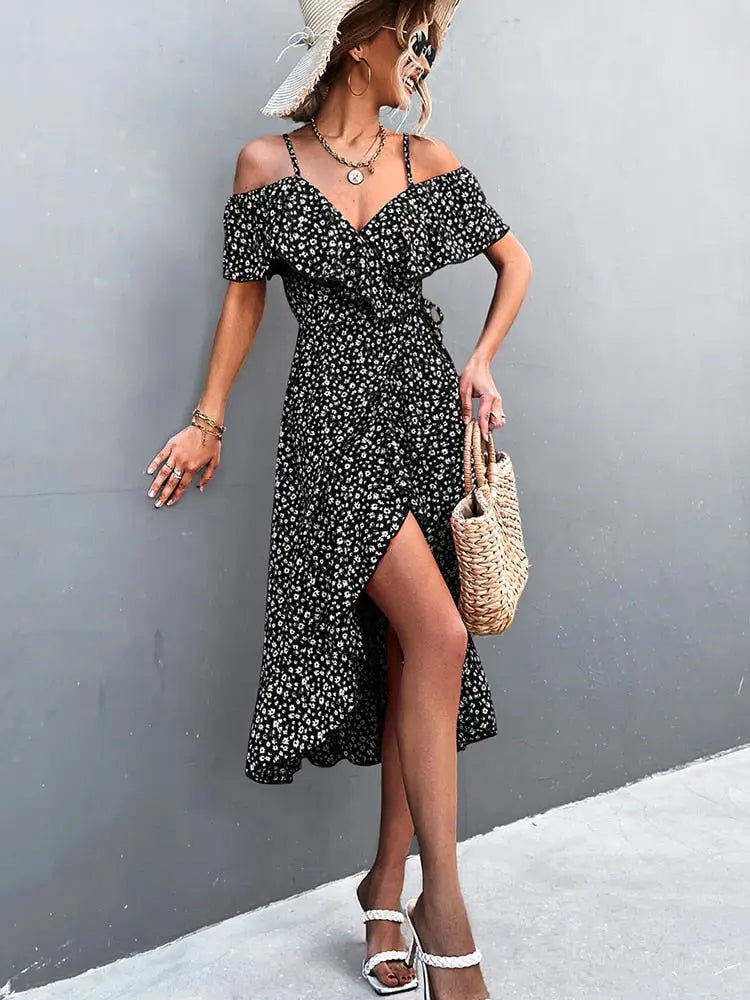 Robe Portefeuille Mi-Longue | Dame Fleur