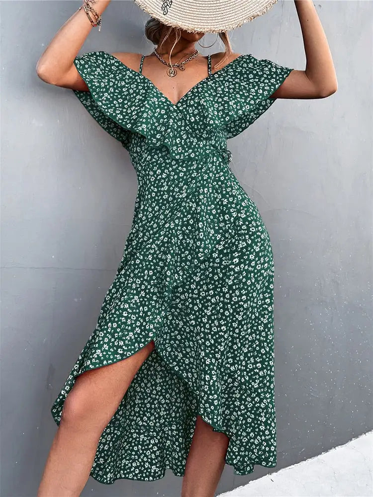 Robe Portefeuille Mi-Longue | Dame Fleur