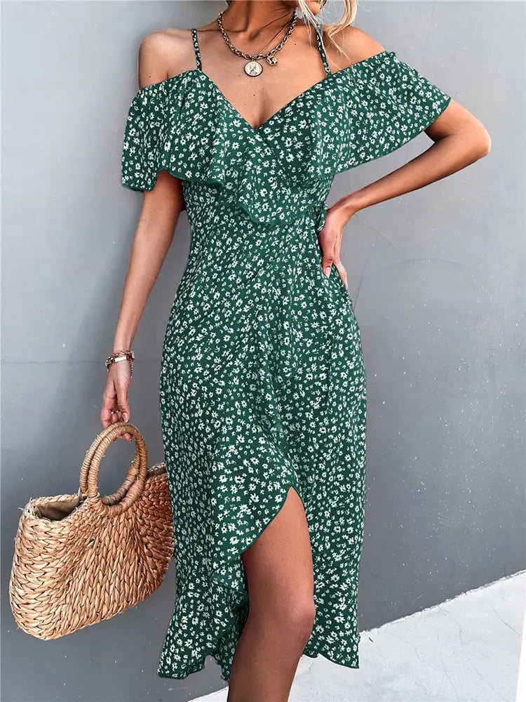Robe Portefeuille Mi-Longue | Dame Fleur
