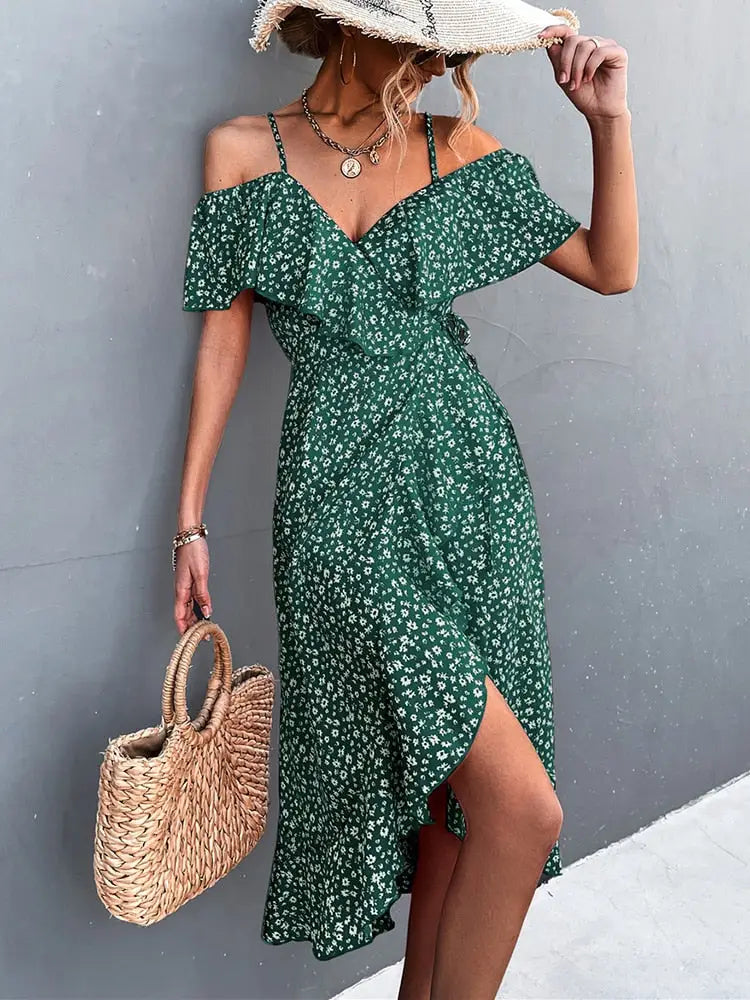 Robe Portefeuille Mi-Longue | Dame Fleur
