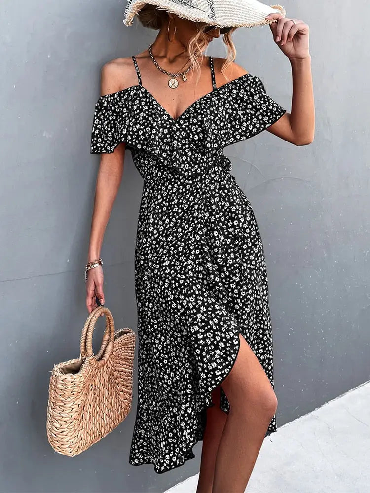 Robe Portefeuille Mi-Longue | Dame Fleur
