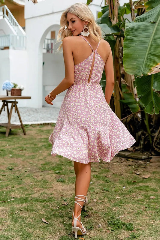 Robe Rose Pale Fleurie | Dame Fleur