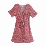 Robe Rouge Fleurie - Vignette | Dame Fleur