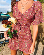 Robe Rouge Fleurie - Vignette | Dame Fleur