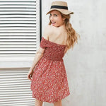 Robe Rouge Fleurie Courte - Vignette | Dame Fleur
