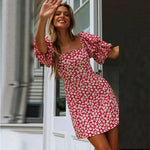 Robe Rouge Petites Fleurs - Vignette | Dame Fleur