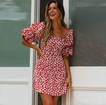 Robe Rouge Petites Fleurs - Vignette | Dame Fleur