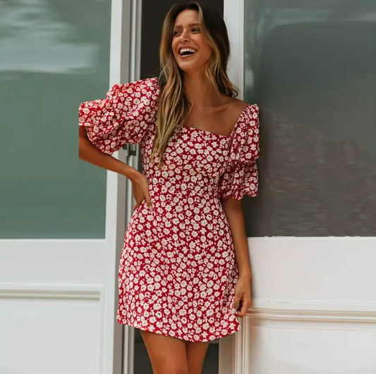 Robe Rouge Petites Fleurs | Dame Fleur