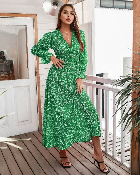 Robe Verte Fluide | Dame Fleur