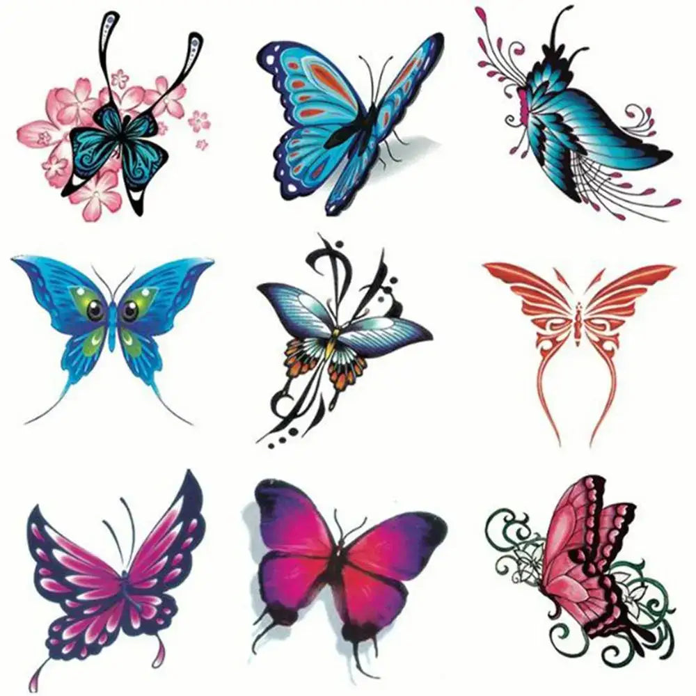 Tatouages Éphémères Fleur et Papillon – Pack 10 à 50 pièces