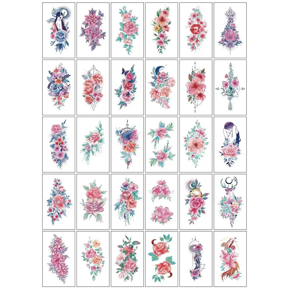 Tatouages Éphémères Fleur et Papillon – Pack 10 à 50 pièces