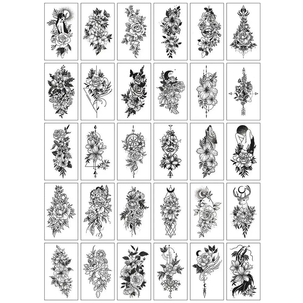 Tatouages Éphémères Fleur et Papillon – Pack 10 à 50 pièces