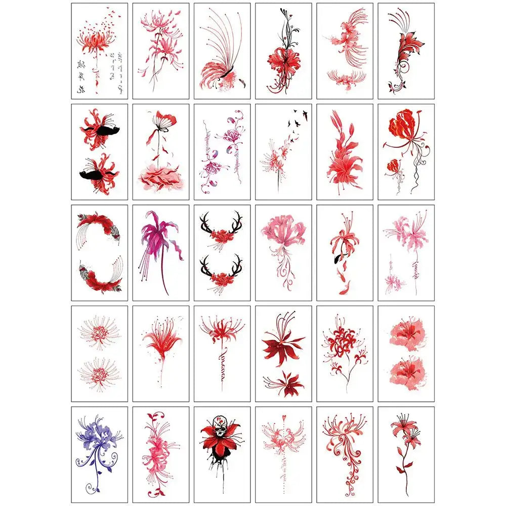 Tatouages Éphémères Fleur et Papillon – Pack 10 à 50 pièces