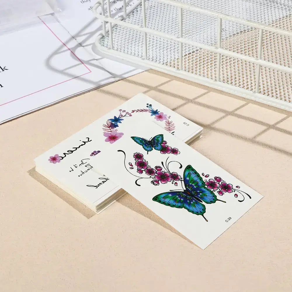 Tatouages Éphémères Fleur et Papillon – Pack 10 à 50 pièces