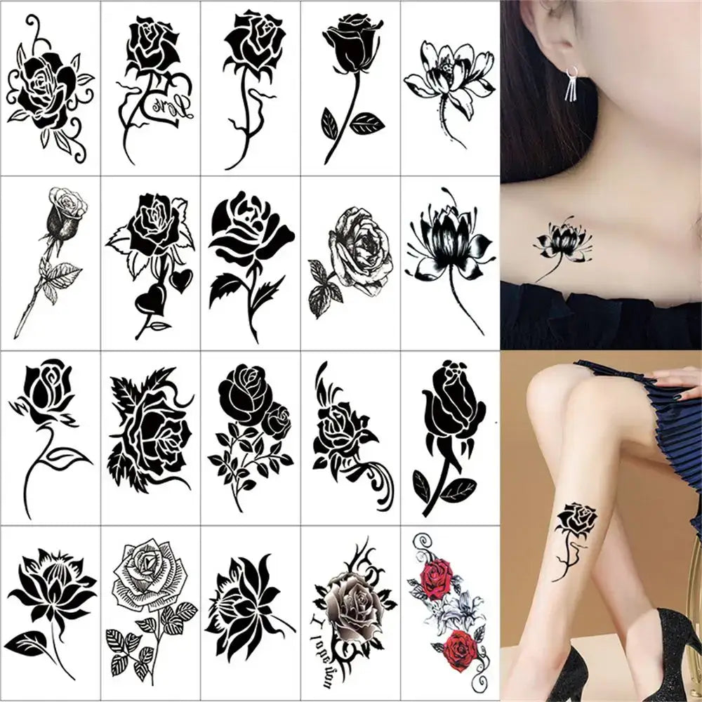 Tatouages Éphémères Fleur et Papillon – Pack 10 à 50 pièces